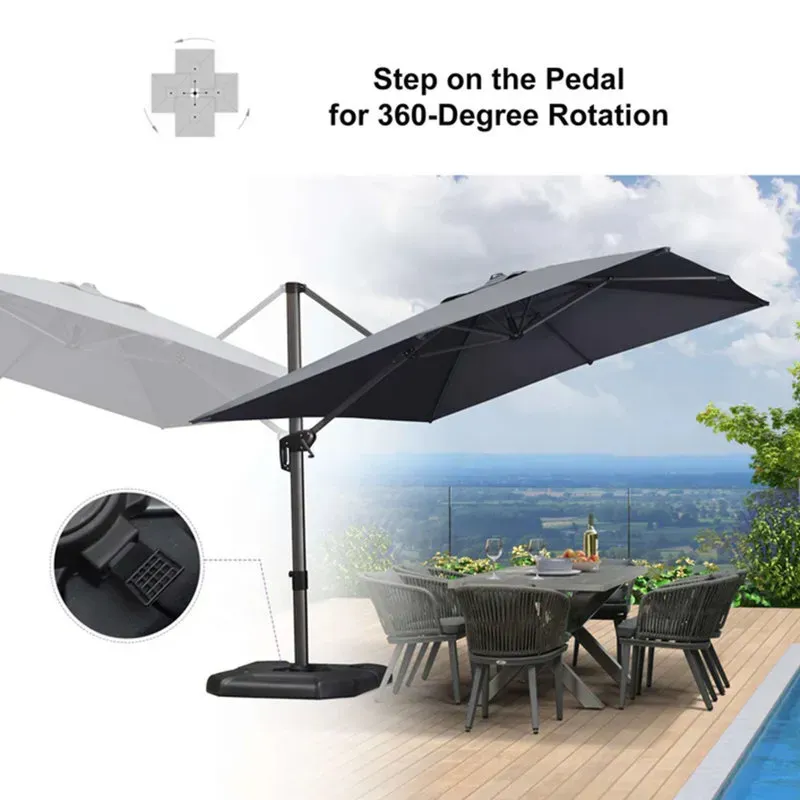 2.7x3.5m Grey Patio Cantilever Umbrella with 360-Degree Rotation view 10