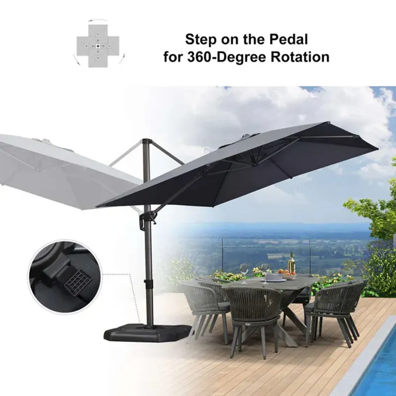 2.5x2.5m Grey Patio Cantilever Outdoor Umbrella with 360-Degree Rotation view 7