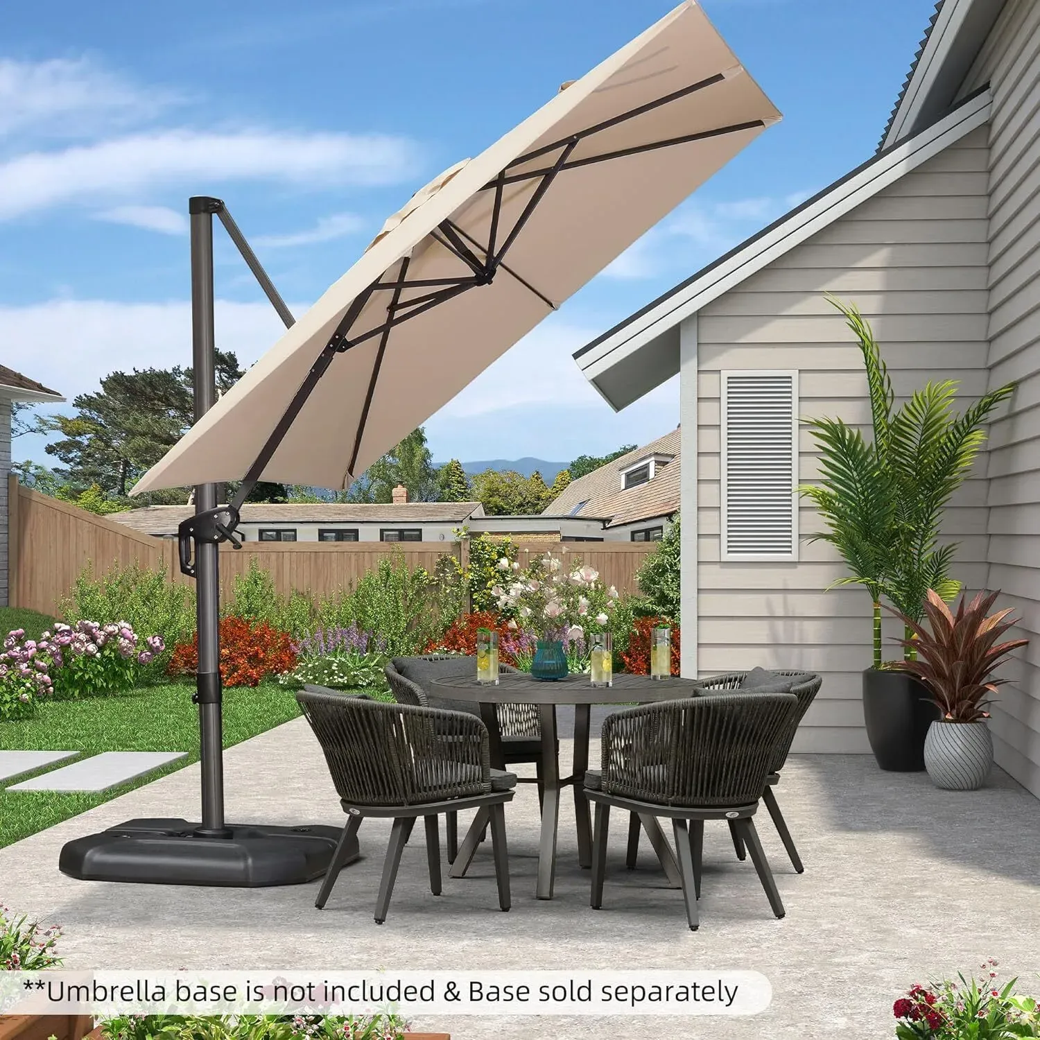 2.5x2.5m Grey Patio Cantilever Outdoor Umbrella with 360-Degree Rotation view 10