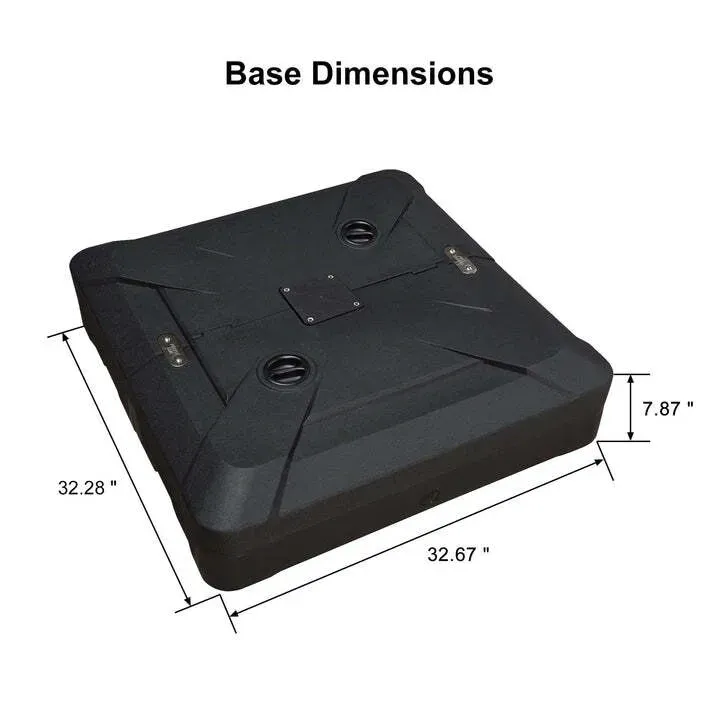 82cm Black Offset Patio Umbrella Base - Sand/Water Filled Square view 2