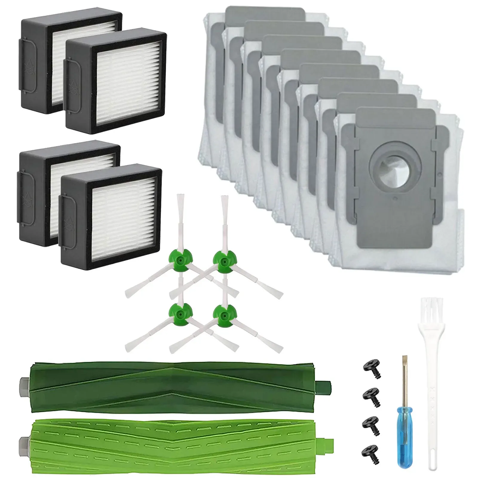 Replacement Filter Brush Parts Set for iRobot Roomba Vacuum Cleaners - Black