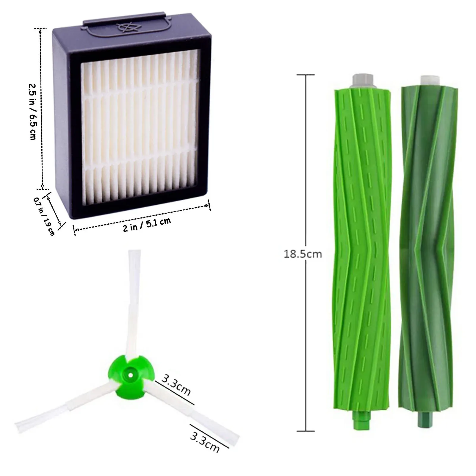 Replacement Filter Brush Parts Set for iRobot Roomba Vacuum Cleaners - Black view 7
