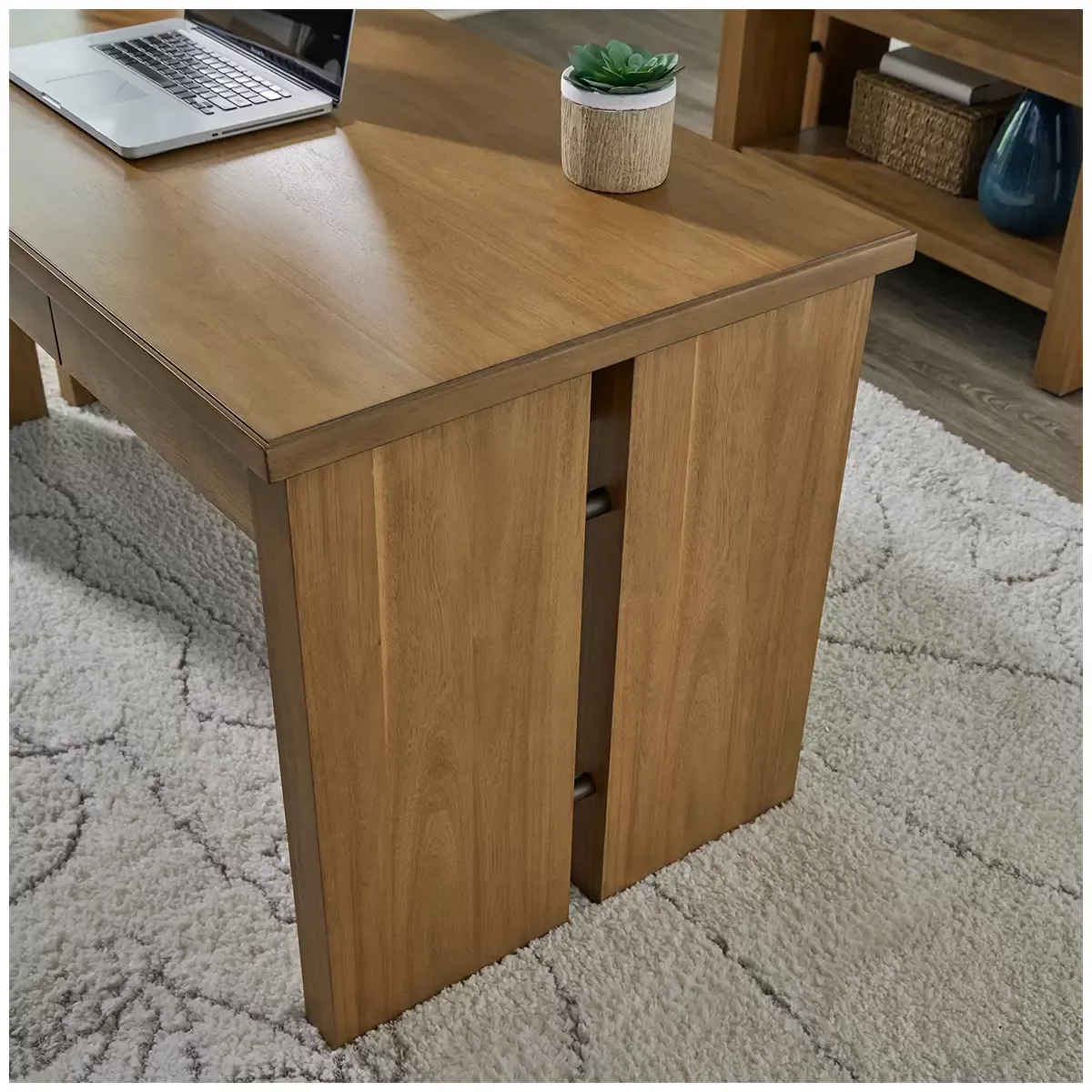 Writing Desk in Acacia Hue with Rubberwood Construction and Dovetail Drawers view 6