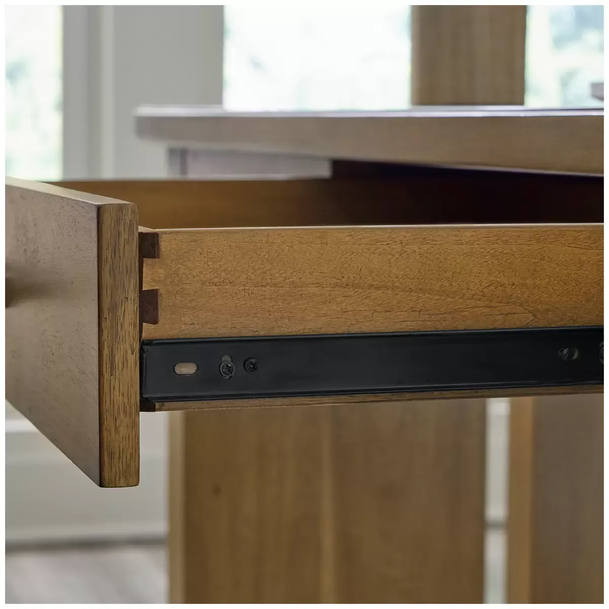 Writing Desk in Acacia Hue with Rubberwood Construction and Dovetail Drawers view 9