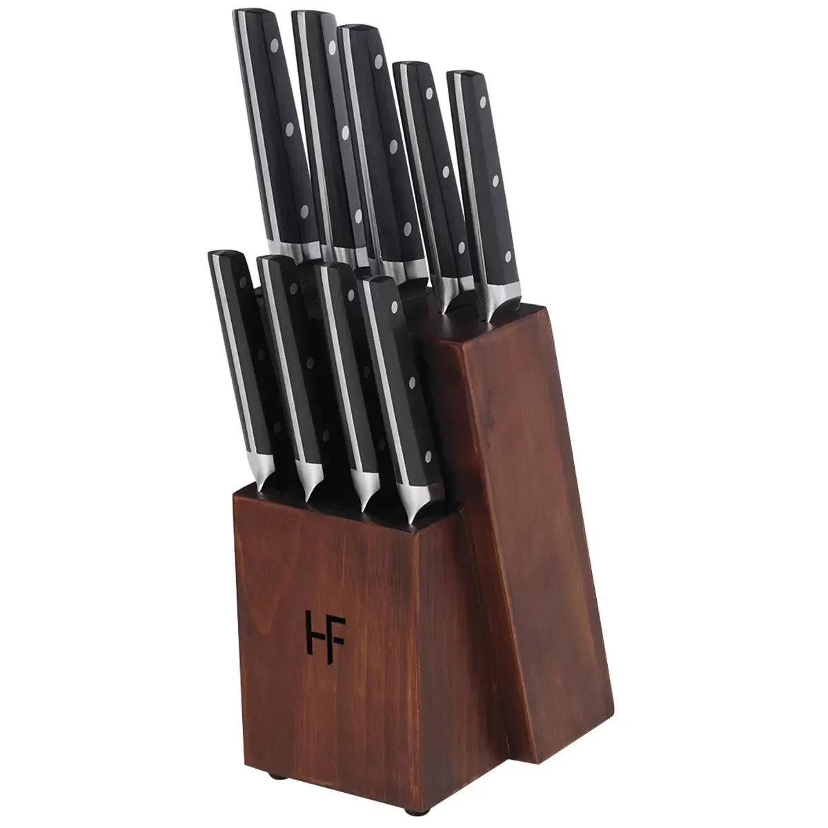 10 Piece Knife Block Set - High Carbon Stainless Steel Cutlery with Hardwood Block view 2