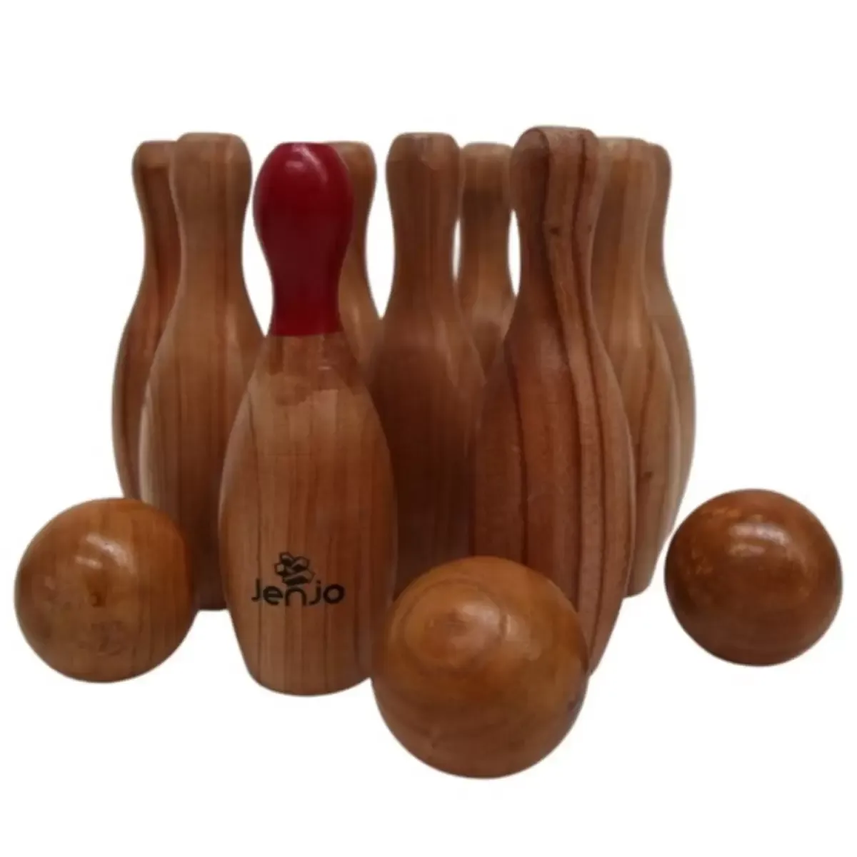 Natural Wooden Skittles Game Set with Carry Bag - 9 Hardwood Skittles (22cm) view 2