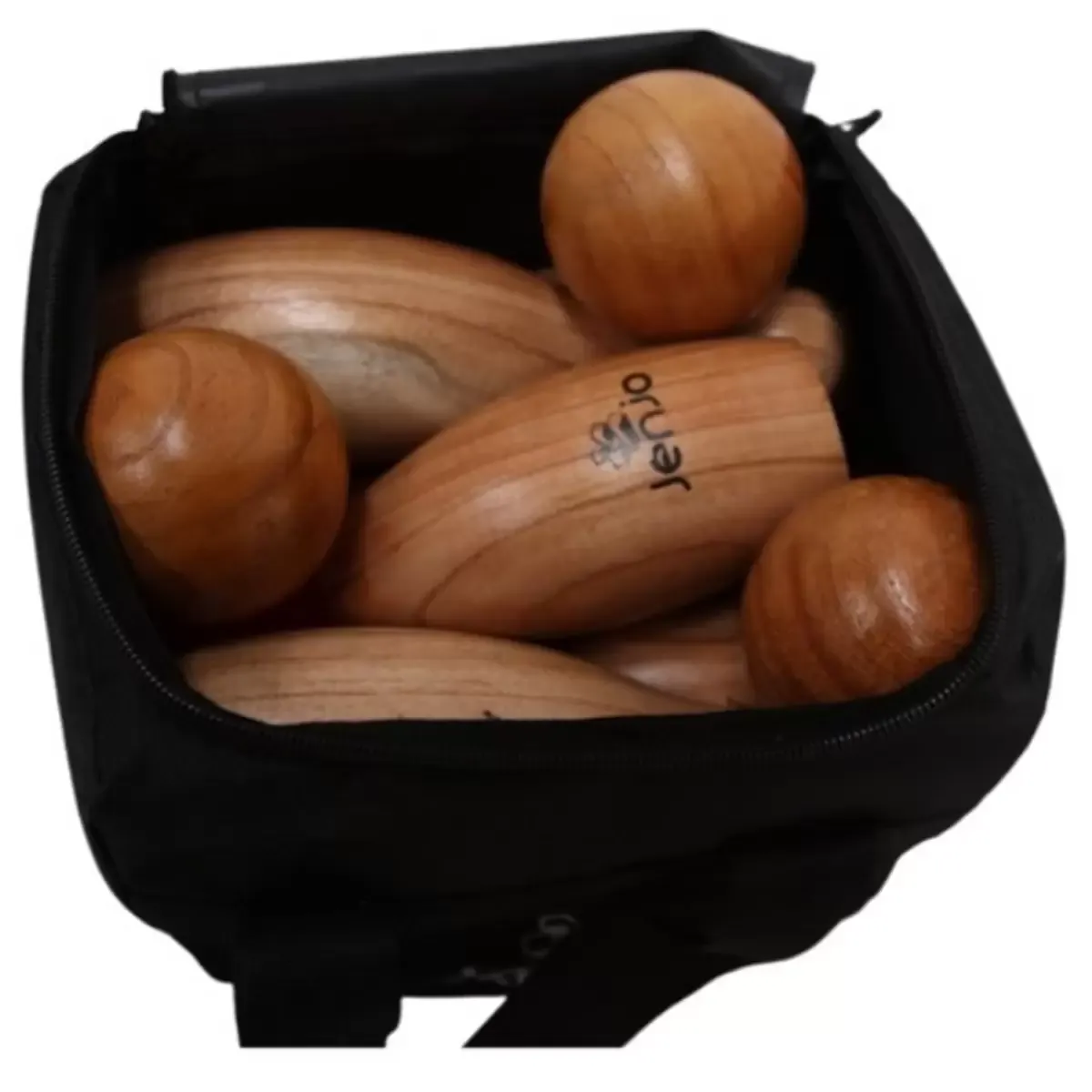 Natural Wooden Skittles Game Set with Carry Bag - 9 Hardwood Skittles (22cm) view 4