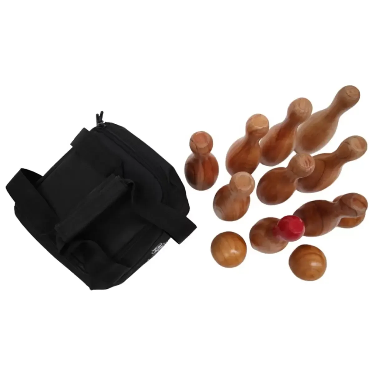 Natural Wooden Skittles Game Set with Carry Bag - 9 Hardwood Skittles (22cm) view 5