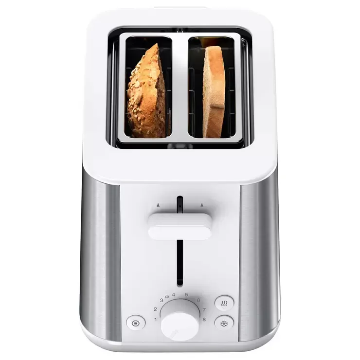Toaster White 2-Slot with Integrated Bun Warmer and 8 Browning Settings view 2