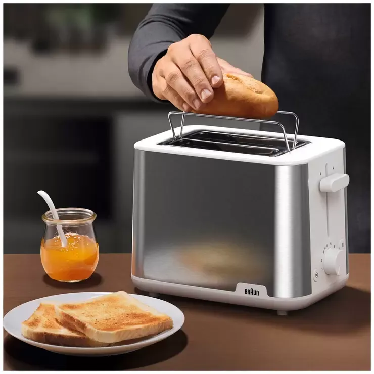 Toaster White 2-Slot with Integrated Bun Warmer and 8 Browning Settings view 4