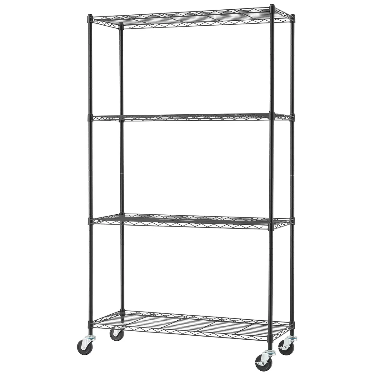 Black Basics 4 Tier Shelving Rack - 113.4kg Capacity Per Shelf