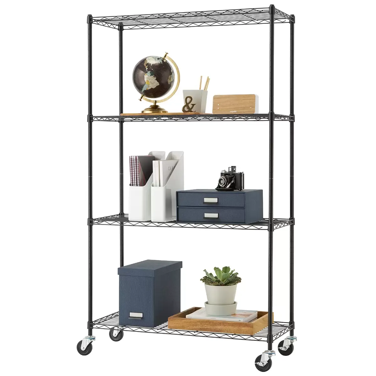 Black Basics 4 Tier Shelving Rack - 113.4kg Capacity Per Shelf view 2