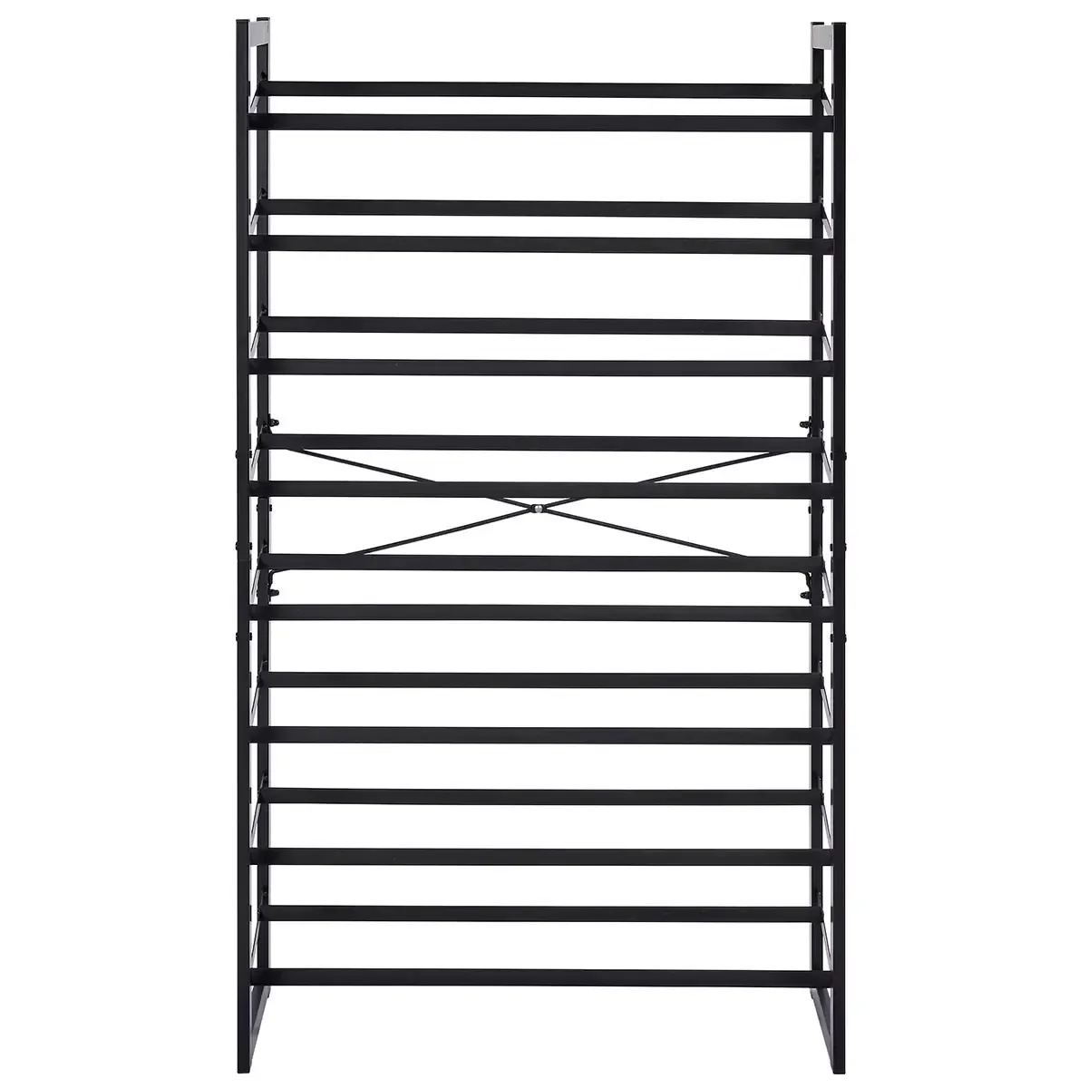 Set of 2 Black Matte Stackable Shoe Rack, 8-Tier Vertical Tower, Grey
