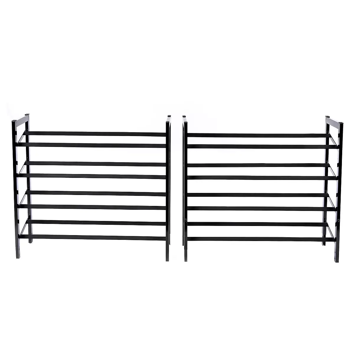 Set of 2 Black Matte Stackable Shoe Rack, 8-Tier Vertical Tower, Grey view 3