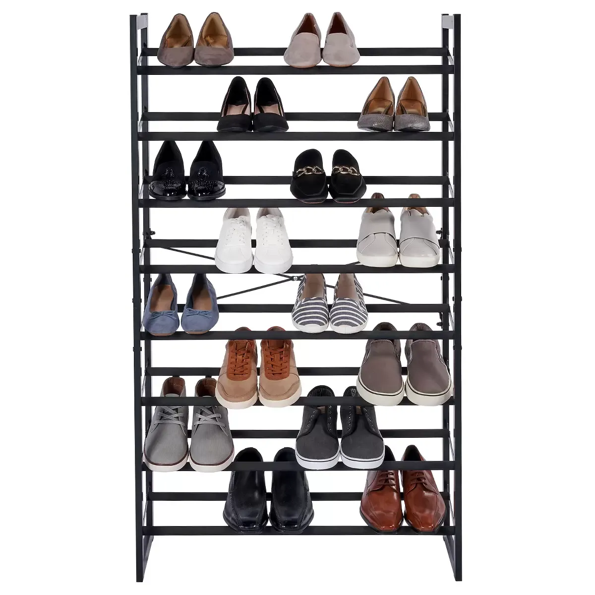 Set of 2 Black Matte Stackable Shoe Rack, 8-Tier Vertical Tower, Grey view 6