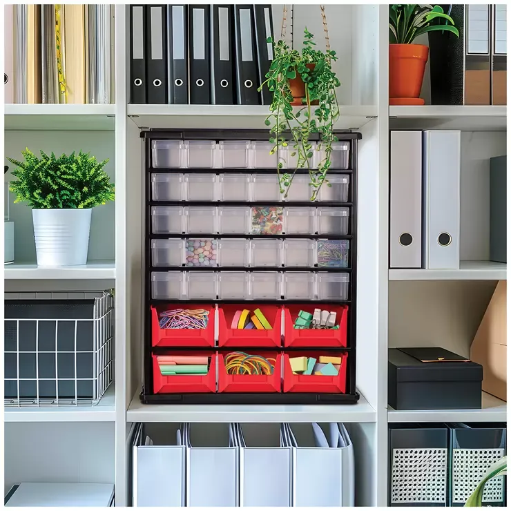 Black Multi Parts Bin Organiser with 36 Drawers view 2
