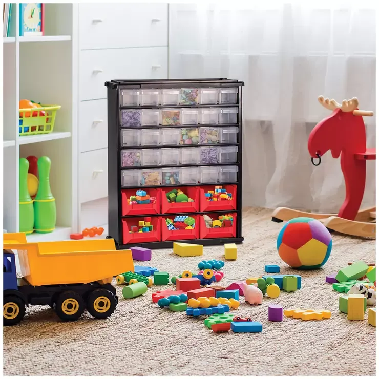 Black Multi Parts Bin Organiser with 36 Drawers view 3