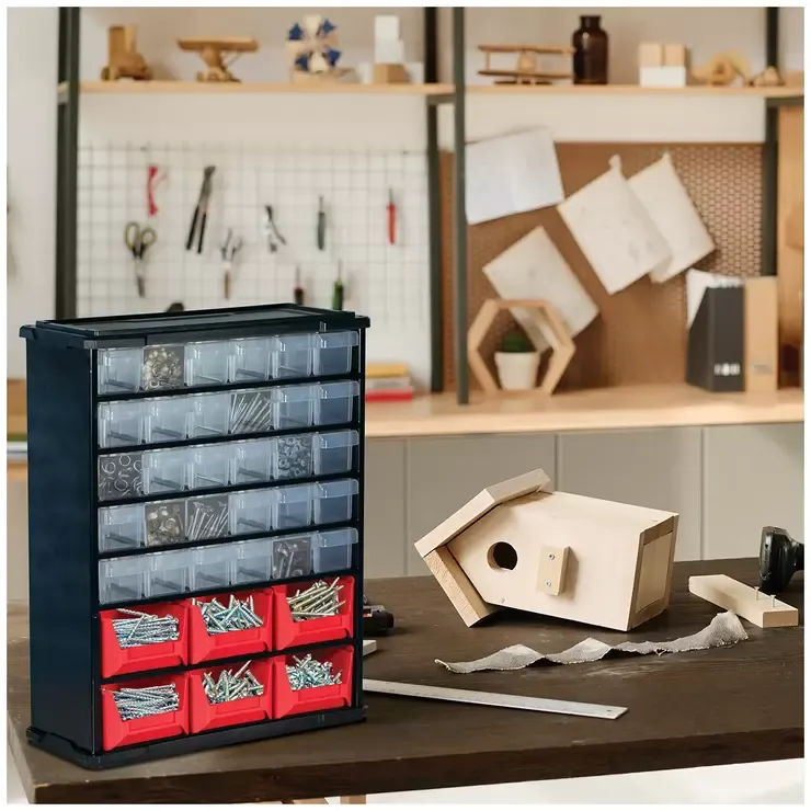 Black Multi Parts Bin Organiser with 36 Drawers view 4
