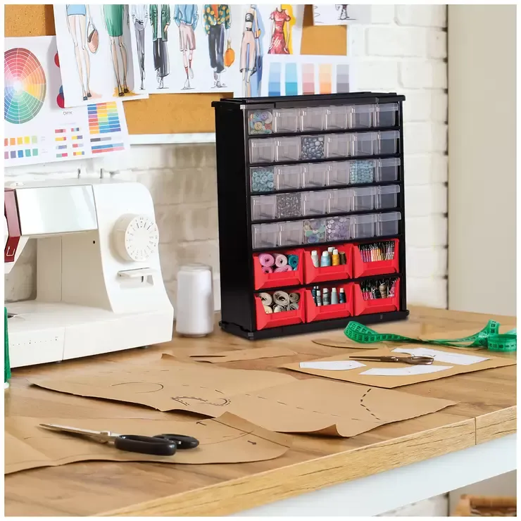 Black Multi Parts Bin Organiser with 36 Drawers view 5