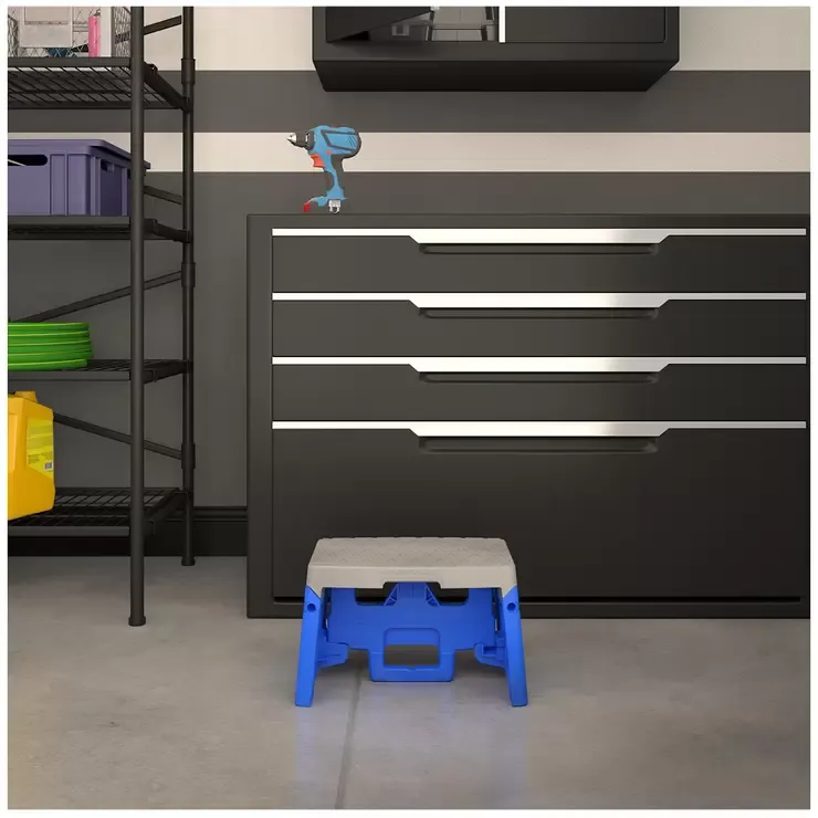 Grey 1-Step Plastic Folding Step Stool 2-Pack - Compact and Slip-Resistant Design view 4