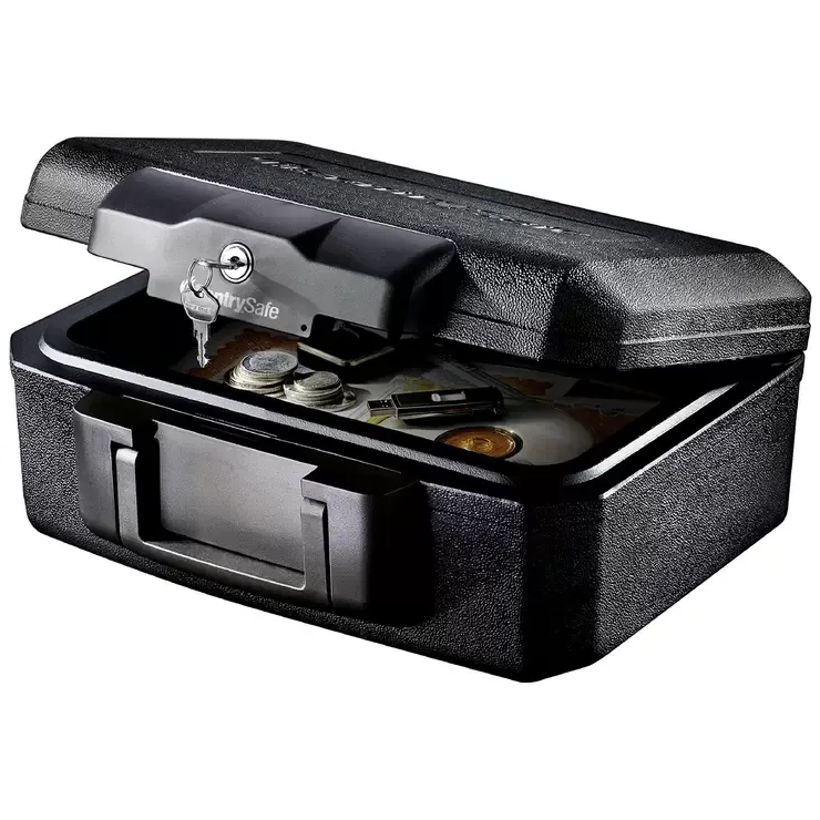 Black Privacy Lock Fire Chest with Carrying Handle for Secure Storage view 2