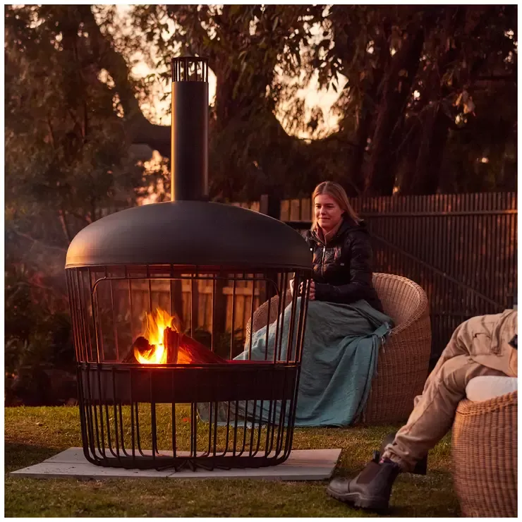 Black High-Temperature Powder Coated Bastion Chimenea with Large Burning Capacity view 3