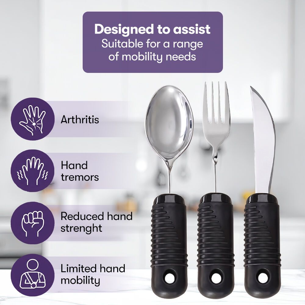 EQUIPMED Adaptive Non-slip Grip Cutlery Set view 5
