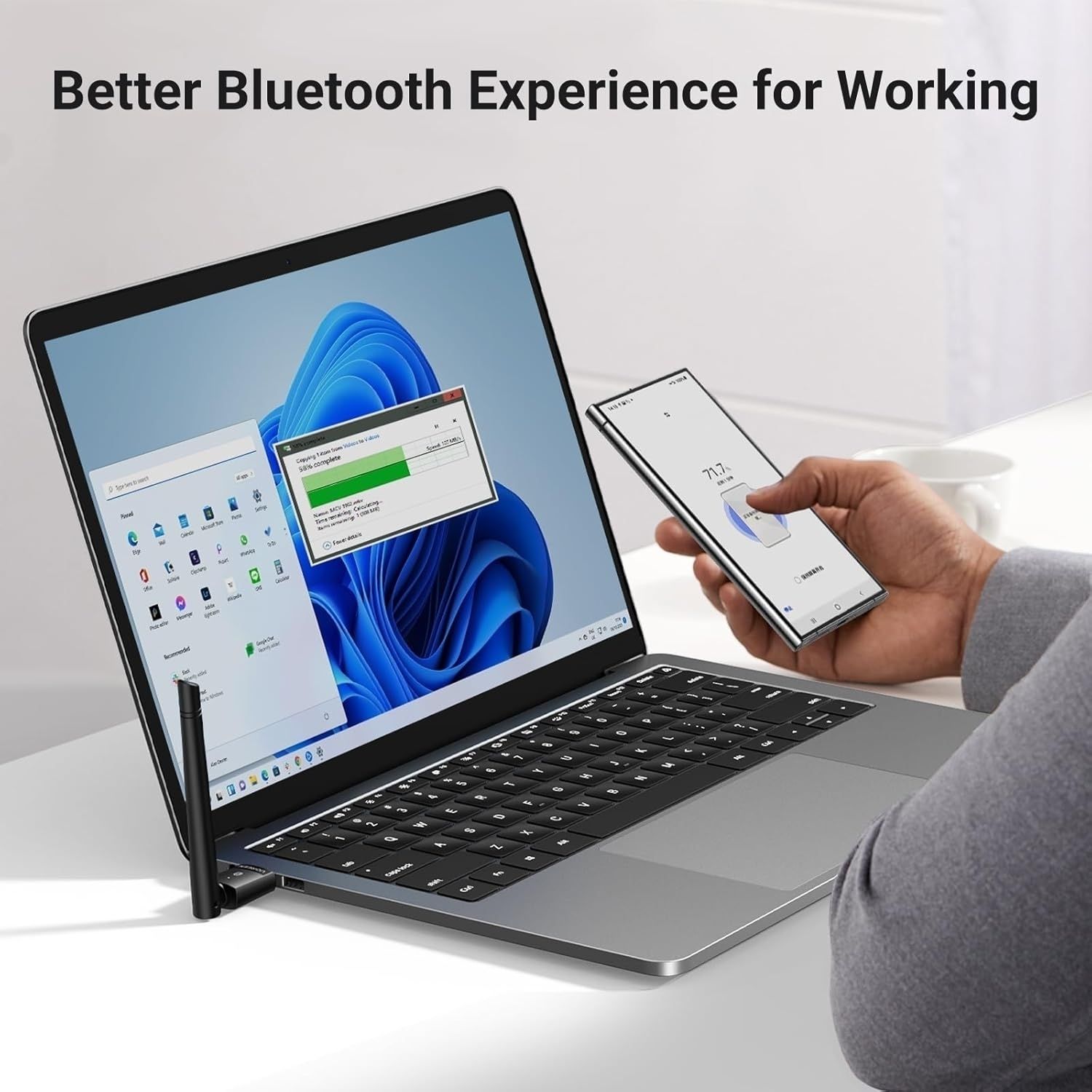 UGREEN 35059 Bluetooth 5.4 Adapter for PC, 120M Long Range USB Dongle view 6