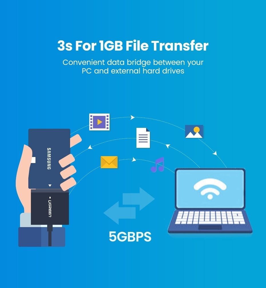 UGREEN 60561 SATA to USB 3.0 Adapter Cable with UASP SATA III to USB Converter view 3