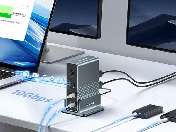 ACASIS DS-7A15 15-in-1 USB-C Dock Triple 4K HDMI DP 10Gbps PD Docking Station view 3