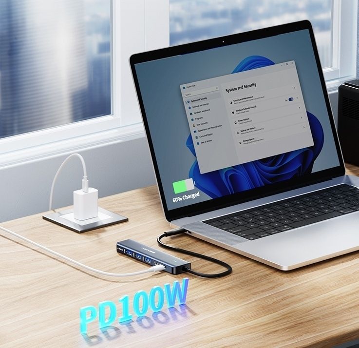 ACASIS DS9901 6-in-1 USB-C Hub: 4K HDMI, 3x USB-A 3.0, USB-C x 1 100W PD x 1 view 4