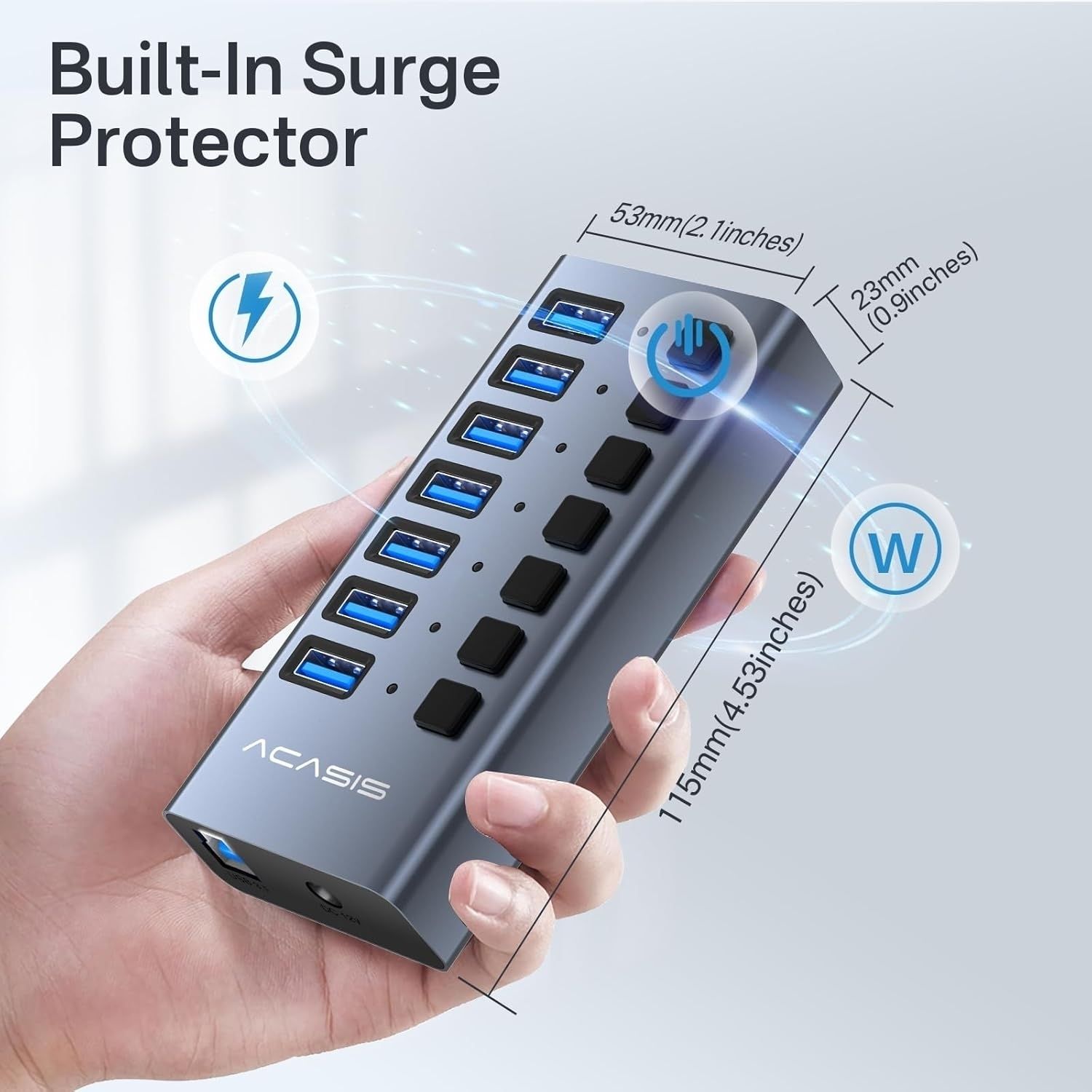 ACASIS HS-707MG-10G 7-in-1 USB 3.2 Gen2 10Gbps Docking Hub w AC for PC Laptop view 6