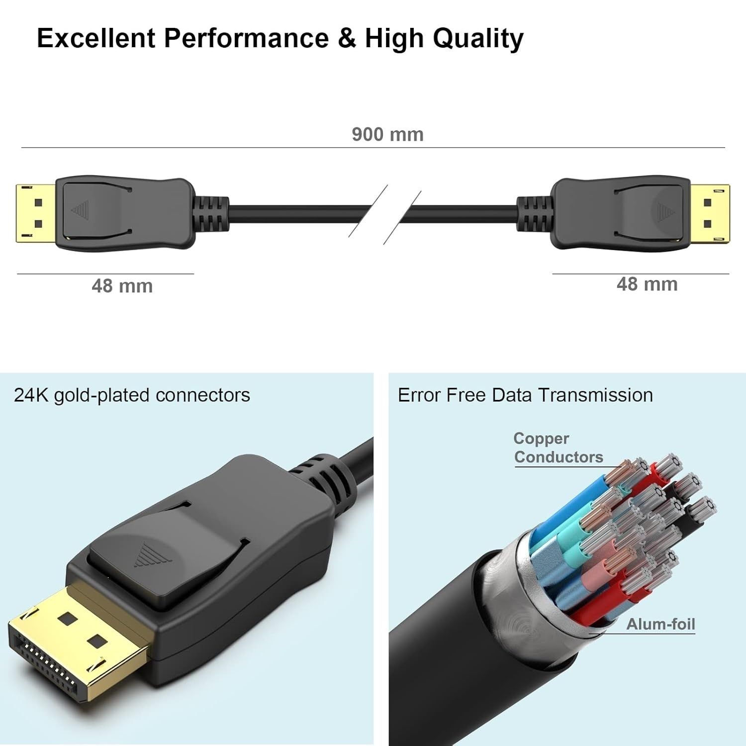 BENFEI 000200BK [VESA Certified] DP to DP Male to Male Cable 3M Supports view 7