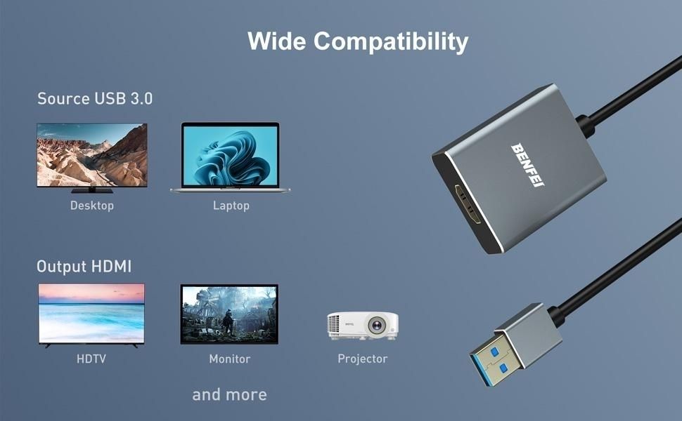 BENFEI 000334GY USB 3.0 to HDMI Adapter view 3