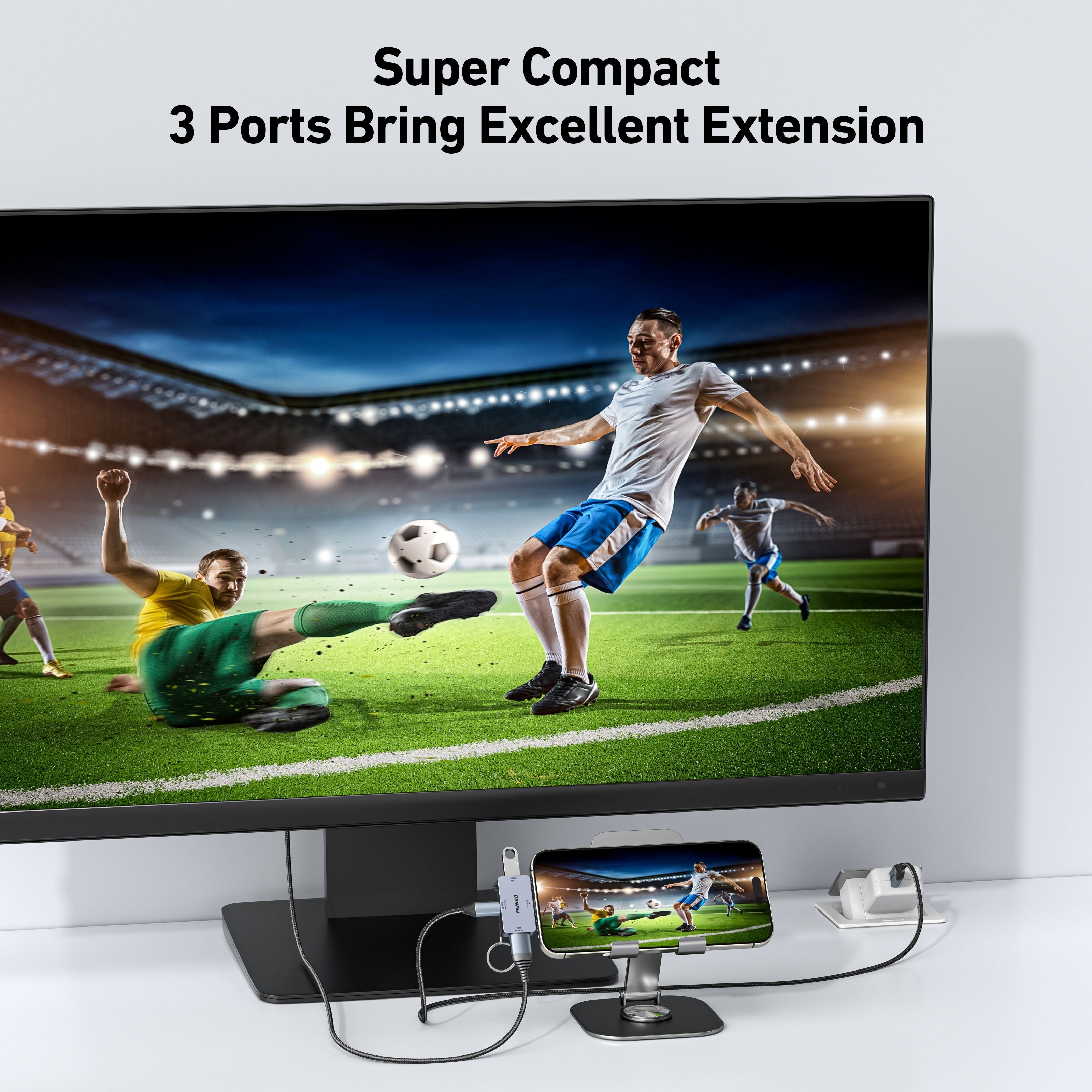 BENFEI 000391GY USB C to HDMI 4K@60Hz, 10Gbps USB-A, 100W Power Delivery view 6
