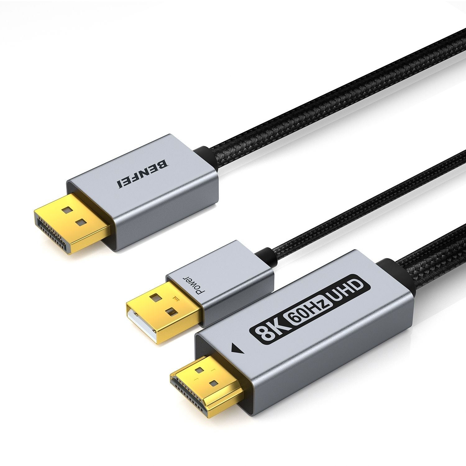 BENFEI 000419GY 8K DisplayPort V1.4 to HDMI V2.1 Aluminum Shell