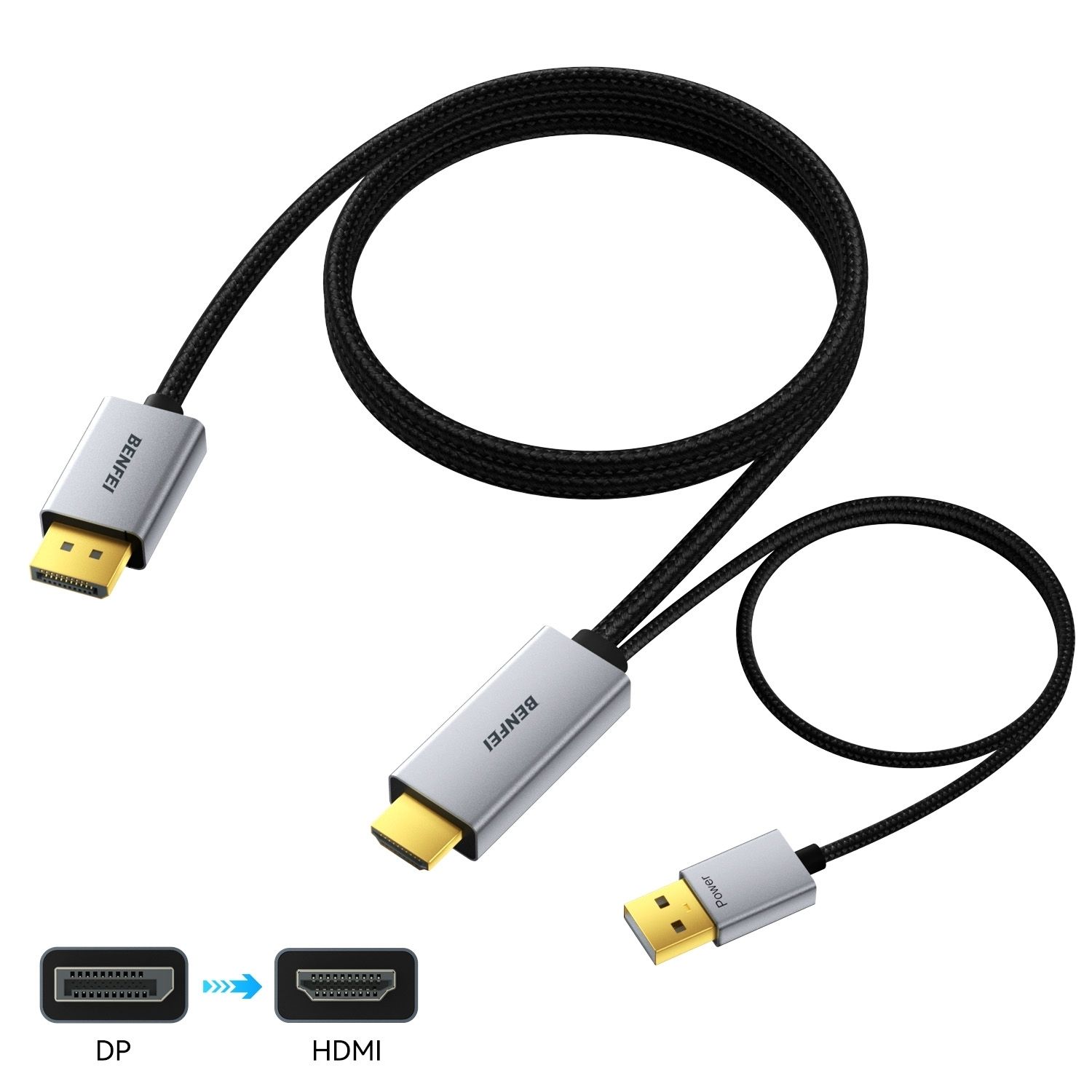 BENFEI 000419GY 8K DisplayPort V1.4 to HDMI V2.1 Aluminum Shell view 2