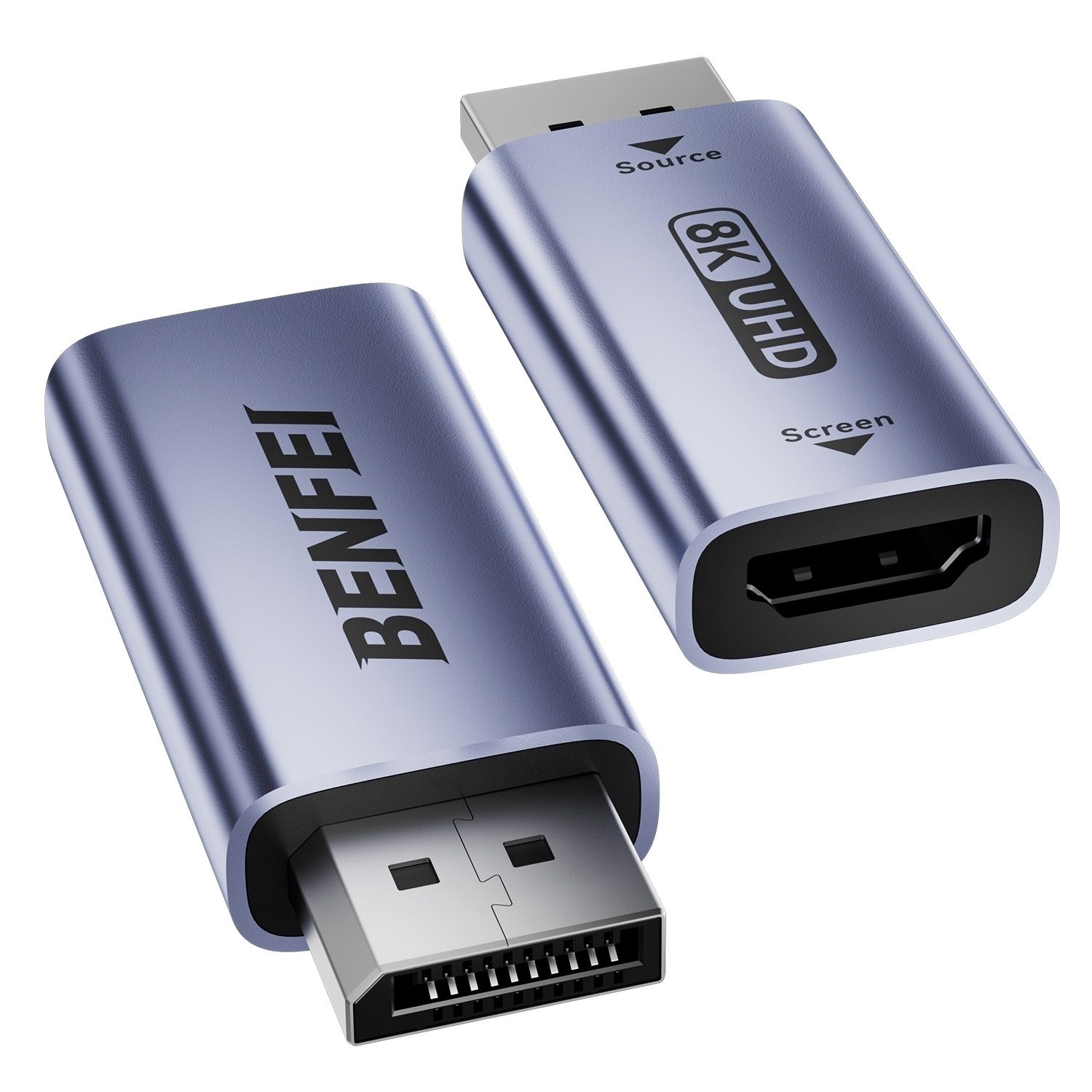 BENFEI 000457GY DP Male to HDMI Female Adapter 8K/60Hz Nickel/Nickel Aluminum