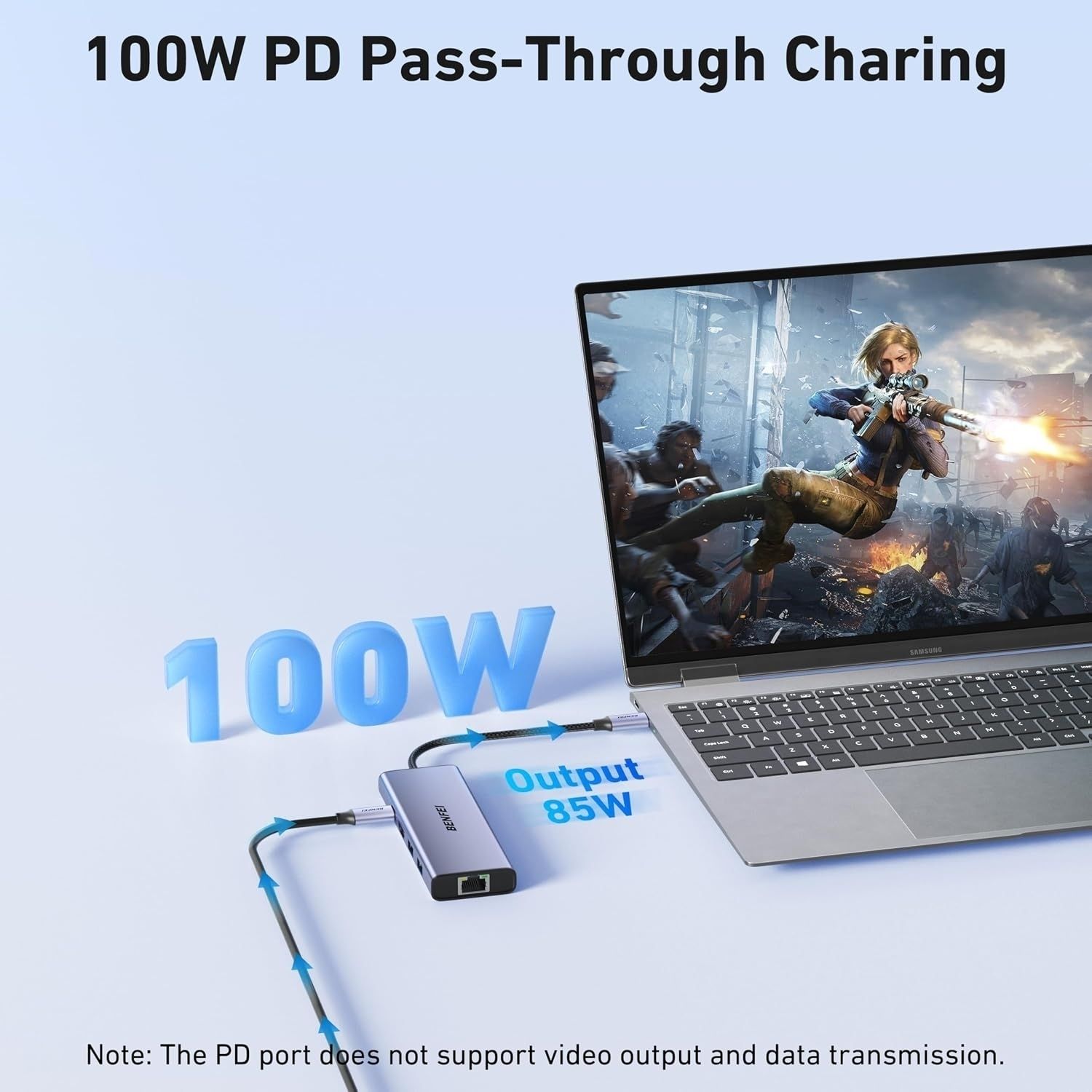 BENFEI 000495GY 10-in-1 USB C Hub 4K HDMI + RJ45 + 100W PD + USB-C + USB x 4 view 4