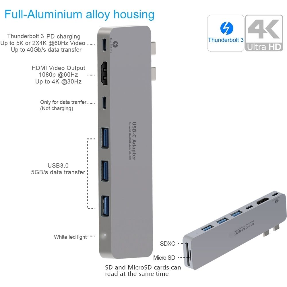 INTACT 9820T 8-in-1 Dual USB-C Adapter for MacBook/Pro HDMI/ view 2