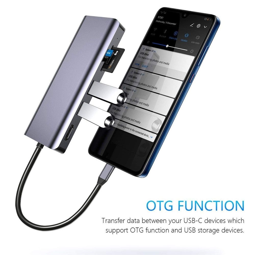 INTACT 9826T 7-in-1 USB-C Adapter HDMI/RJ45/USB3.0*2/SD/TF/ Type-C PD view 4