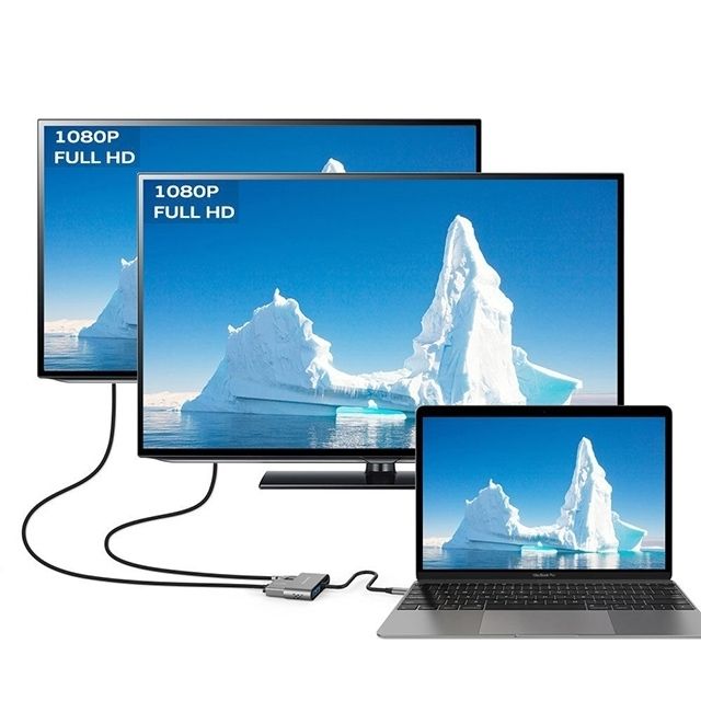 INTACT 9837T 4-in-1 USB-C Adapter HDMI +VGA + USB3.0 + USB-C (PD) view 4