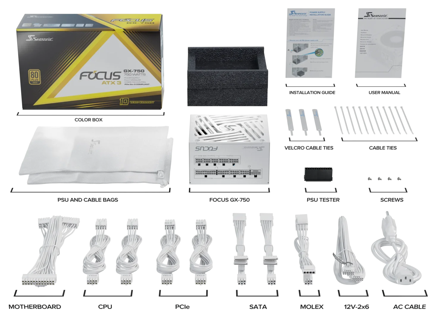 Seasonic 750W FOCUS GX-750 V4 White ATX 3.1 view 5