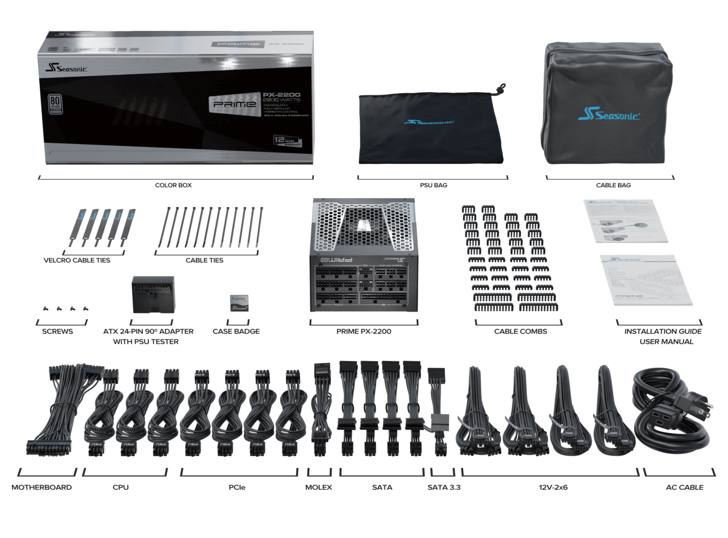 Seasonic 2200W Prime PX-2200 Fully-Modular 80 PLUS PLATINUM ATX3.1/PCIe 5.1 PSU view 9