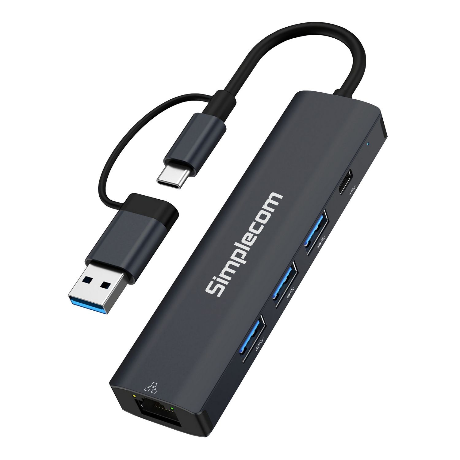 Simplecom CHN436 USB-C and USB-A to 4-Port USB HUB with Gigabit Ethernet Adapter view 3