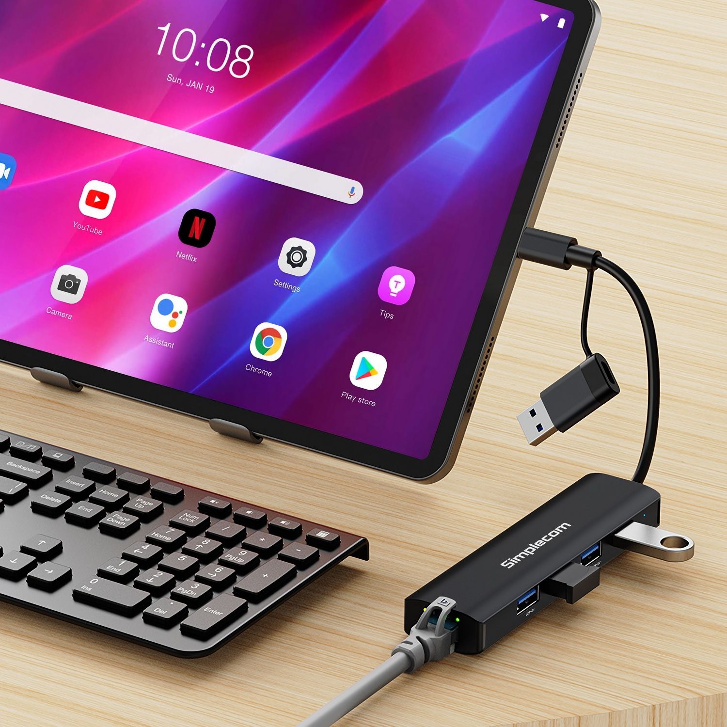 Simplecom CHN436 USB-C and USB-A to 4-Port USB HUB with Gigabit Ethernet Adapter view 6