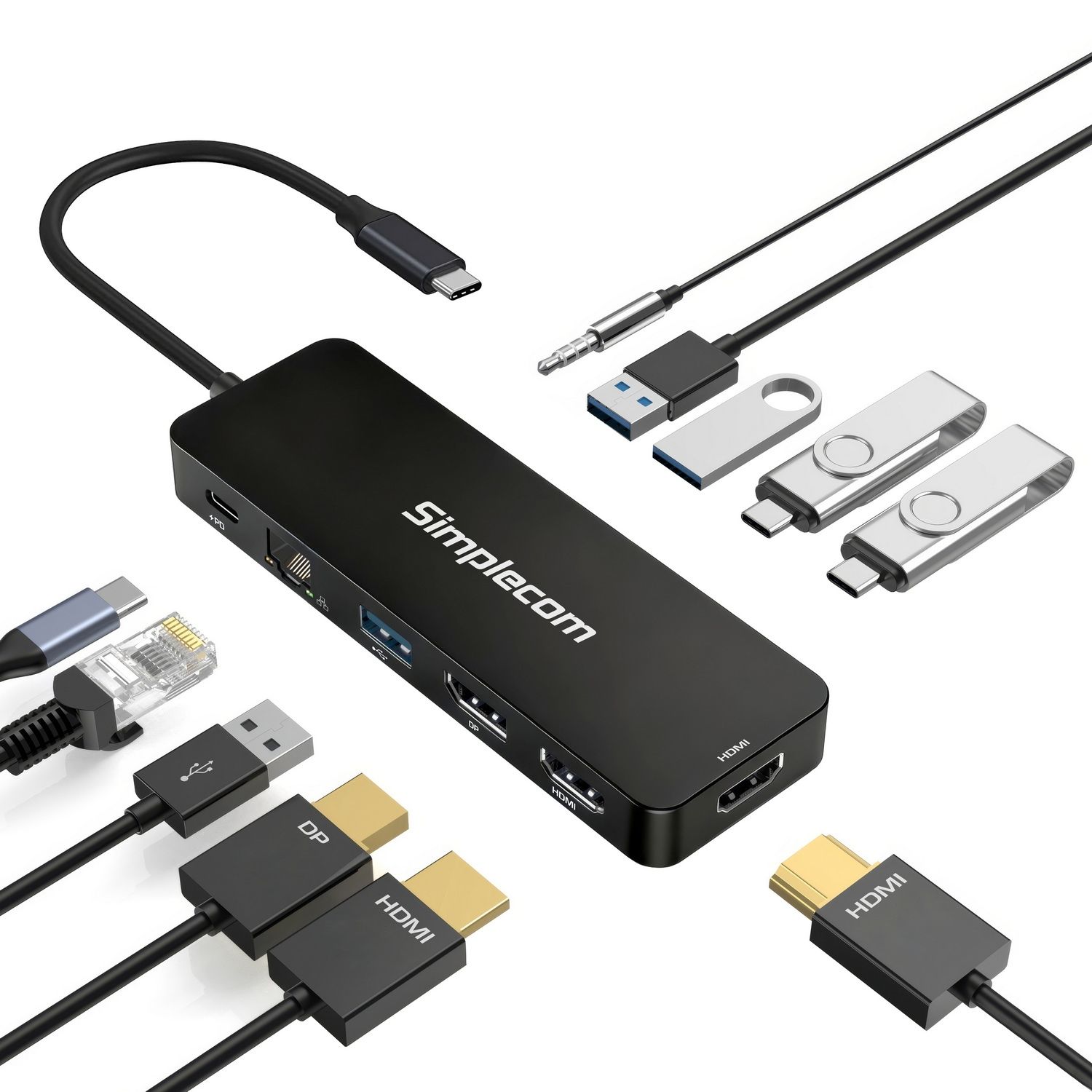 Simplecom CHT811 11-in-1 USB-C 4K Triple Display MST Docking Station with Dual