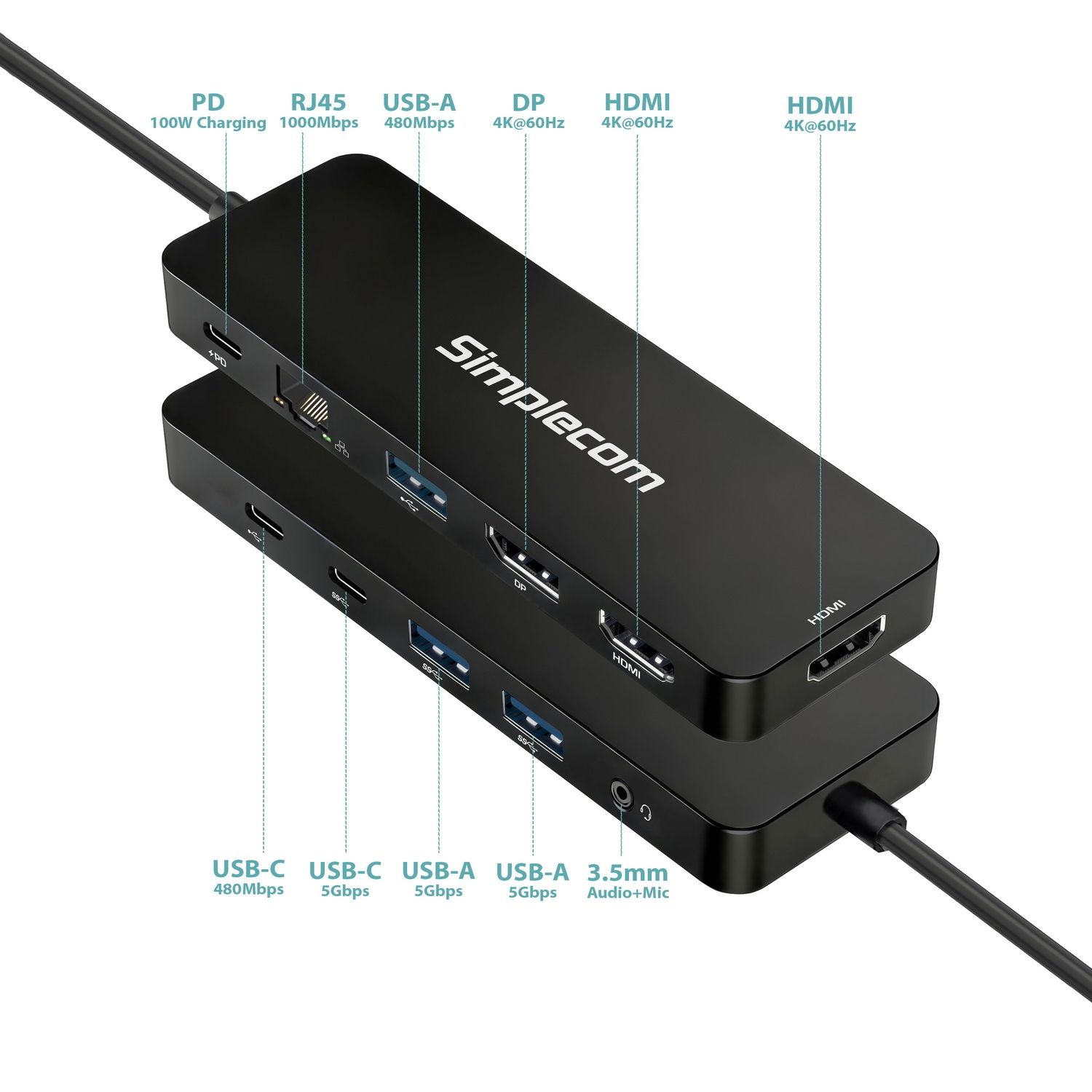 Simplecom CHT811 11-in-1 USB-C 4K Triple Display MST Docking Station with Dual view 4