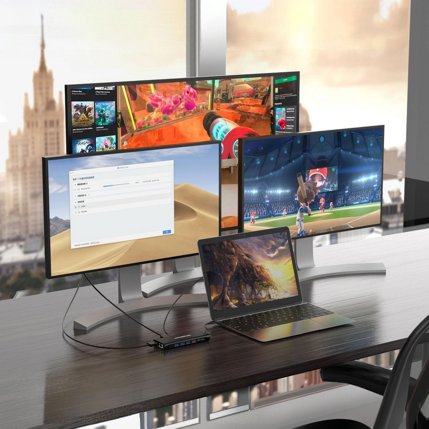 Simplecom CHT814 14-in-1 USB-C 4K Triple Display MST Docking Station with Dual view 5