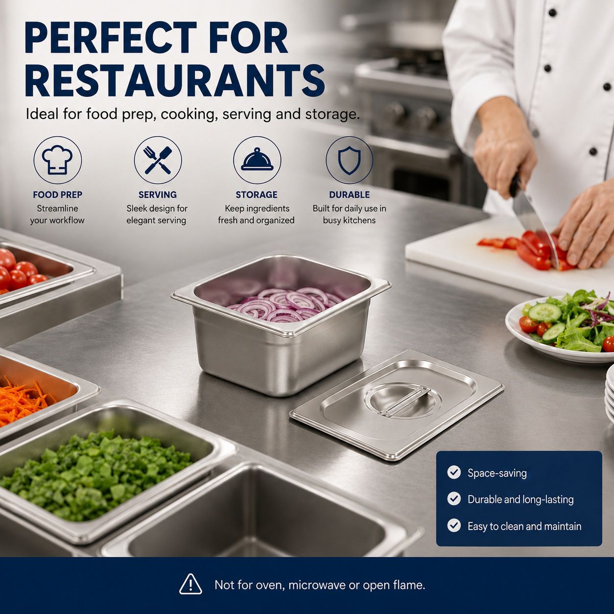 Commercial Stainless Steel GN 2/3 100mm Deep Gastronorm Bain Marie Buffet view 5